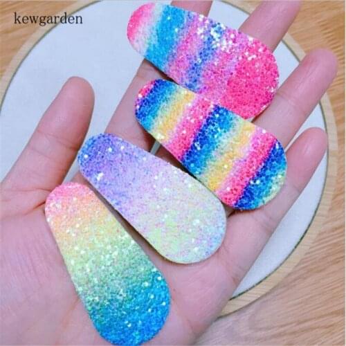 Kewgarden 6CM Rainbow Color Sequin Hair Accessories DIY Hairpin BB Clip Material Kids Tool Barrette DIY Craft Supplies 15Pcs