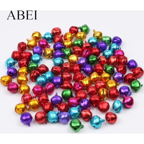 100pcs 10mm Mix Colors Gingle Bell DIY Metal Crafts Handmade Jewelry Findings bells for Xmas tree Home Wedding Decoration