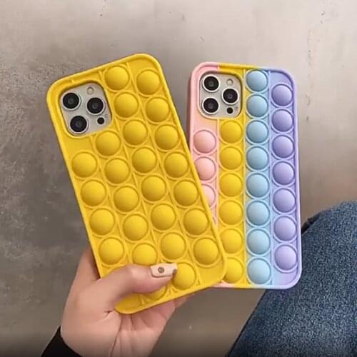 Candy Color Rainbow 3D Cute Soft Silicone for iphone 11 case 12 Mini Pro XS Max Xr 7 8 SE Cover Reliver Stress Pop Bubble Cases