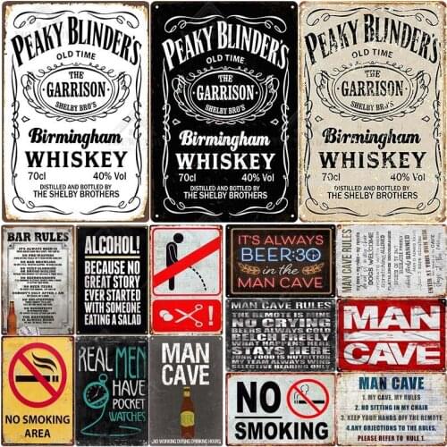 Man Cave Retro Metal Sign Tin Sign Plaque Metal Vintage Funny Warning My Rules Caution for Bar Pub Club Game Room Wall Decor