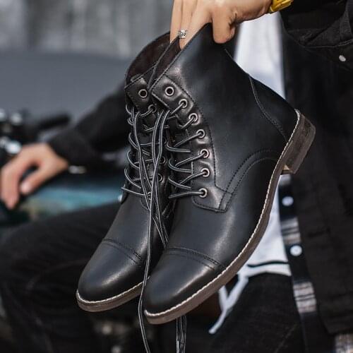 Men Fashion Boots Britsh Vintage Leather Shoes Men Boots Autumn Winter Design Plus Velvet Warm Mens Ankle Boots Zapatos Hombre