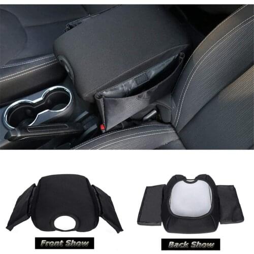 Chuang Qian Neoprene Inner Amrest Box Cover Center Console Armrest Pad Cover with Pocket Storage for Jeep Wrangler 2011-2018
