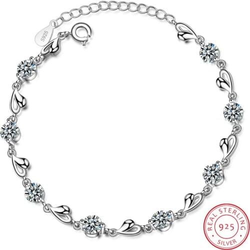Delicate 925 Sterling Silver Zirconia Love Heart Shaped Bracelets For Women Valentines Gift Wedding Fine Jewelry S-B227