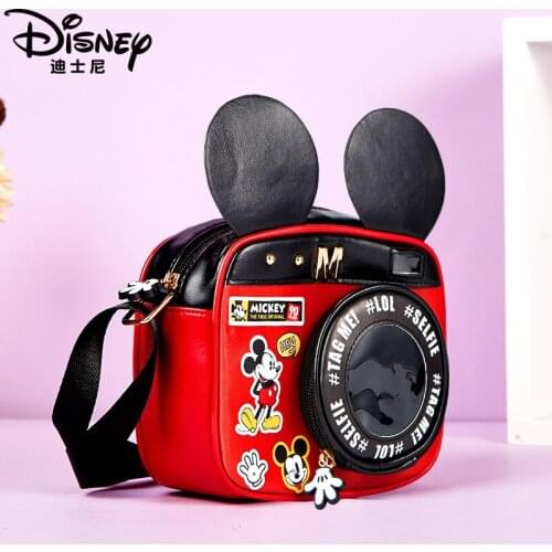 New Genuine Disney Childrens Coin Purse Bag Mickey Minnie Mouse Donald Duck Cartoon PU Cute Camera Bag Childrens Birthday Gift