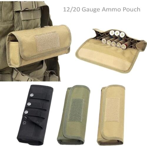 Hunting Shooting 12/20 Gauge Molle Ammo Pouch Shell Holder 10/18 Rounds Ammo Bag Tactical Shotgun Cartridges Bullet Pouch