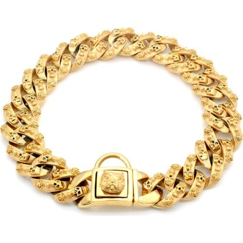 Gold stainless steel training dog collar metal pet chain Martingale custom Show Collar Bully dogs Doberman Adjustable Safety