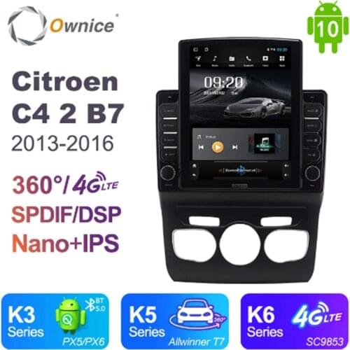 Ownice Android 10.0 Car Radio forCitroen C4 2 B7 2013 - 2016 GPS 2 Din Auto Audio System Stereo Player 4G LTE Tesla Style DSP