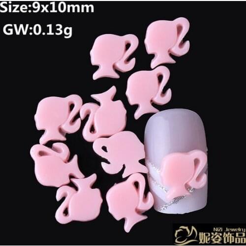 Resin Beads 200pcs 9x10mm Resin Girl Doll Design Nail Art Decorations Flatback for Nail Art Nice Glue on Sticker Resin Beads