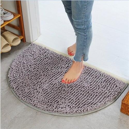 Non Slip Dirt Barrier D Shape Semi Circle Half Moon Floor Door Mat Rug Machine Washable Rubber Back Bathroom Bedroom Rug