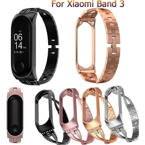 New Fashion luxury X Shape Diamond Bling Metal Watch Bands for Xiaomi Band 3 Strap Bracelet for Xiaomi band 3 Classic Wrist Belt