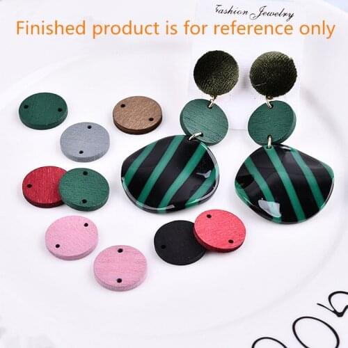 Retro color round shape double hole 100pcs/lot wood material drops of oil diy earring/bracelets jewelry accessory