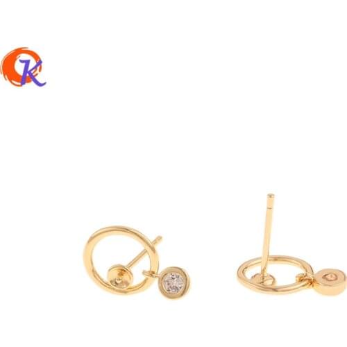 Cordial Design 20Pcs 9*13MM CZ Earrings Stud/Hand Made/DIY Making/Genuine Gold Plating/Jewelry Accessories/Earring Findings