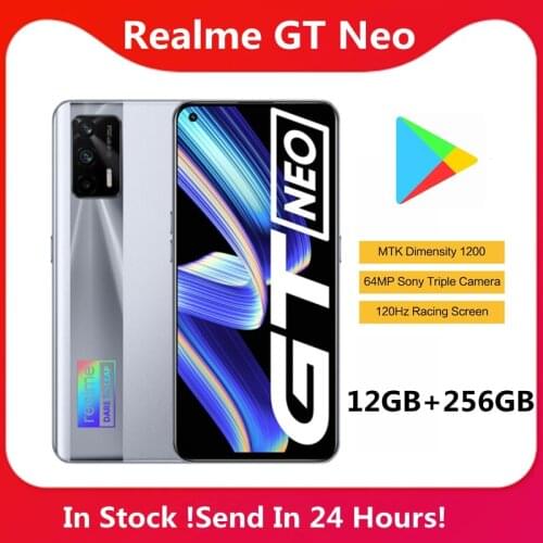 Realme GT Neo 12GB 256GB 5G Smart Phone MTK Dimensity 1200 6.43'' Super AMOLED Screen 4500mAh 50W Super Charge 120Hz 64MP Camera