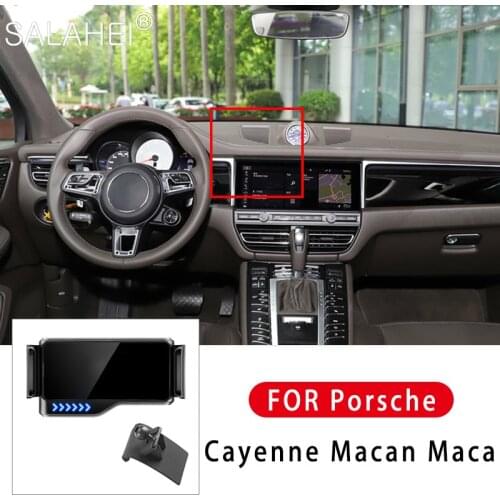 Smart Electric Induction Clamp Arm Automatic Telescopic Car Air Outlet Mobile Phone Holder For Porsche Cayenne Macan Maca Style