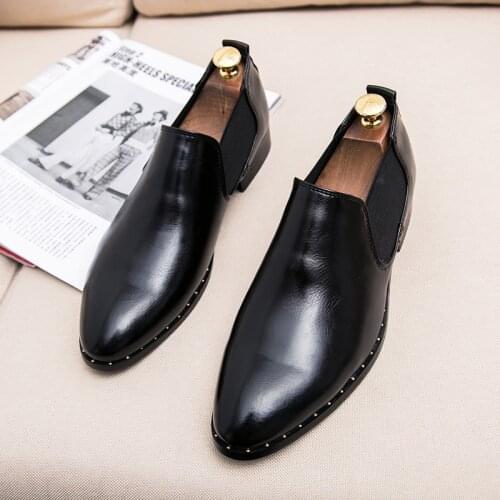 Spring 2020 new formal shoes mens Italian design mens leather fashion black social fashion business pointed leather shoes