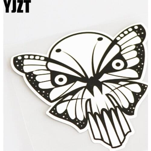 YJZT 12.2CM*12.2CM Personality Butterfly Skull Motorcycle PVC Car Sticker Decal Waterproof 13-1103