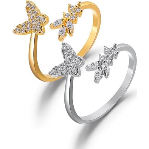 South Korea New Fashion Butterfly Opening Ring Simple Temperament Versatile Ring Female Banquet Jewelry