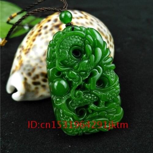 Women Hand Men for Pendant Amulet Carved Jadeite Fashion Jewelry Charm Chinese Jade Natural Gifts Green Necklace Dragon