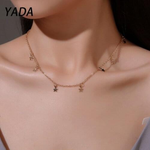 YADA Gold Color Star Party Presents&Necklace For Women Jewelry Pentagon-Star Necklaces Statement Choker Gifts Necklace SE210039