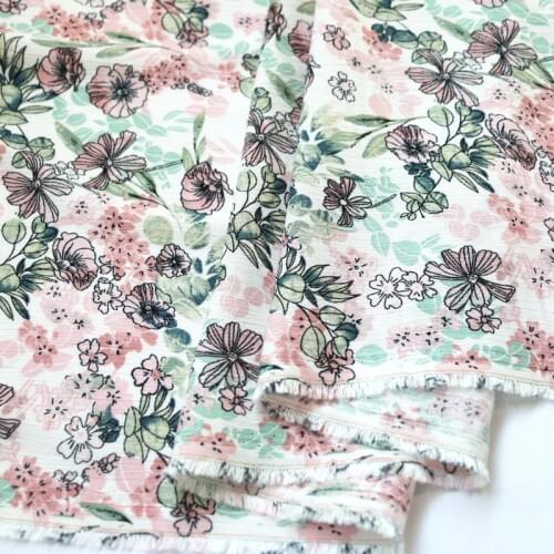100cm*140cm Floral Viscose Yoryo Fabric Crepe Soft Dress Shirt Material Children