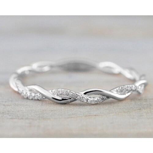 1PC Classic Twist Shape Ring for Women Engagement Twist Braided Rings Diamond Stackable Wear Ring Romantic Holiday Gifts