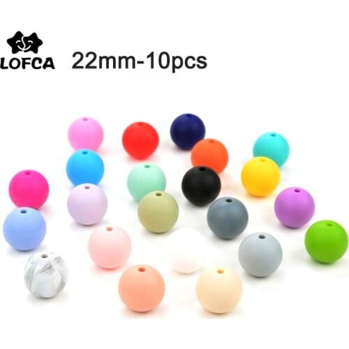 LOFCA 10pcs 22mm Round Silicone Teething Beads For Silicone Teething Necklace Teether Food Grade Silicone Teether BPA Free