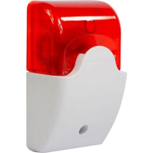 103 Wired Indoor Siren Wired Mini Siren with Red Flash Light for House Alarm System Strobe Light and Siren