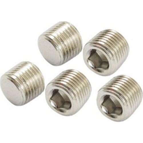 5 Pcs Air Pipe Fittings 1/8" PT Male Thread Hex Socket Metal Connector Caps