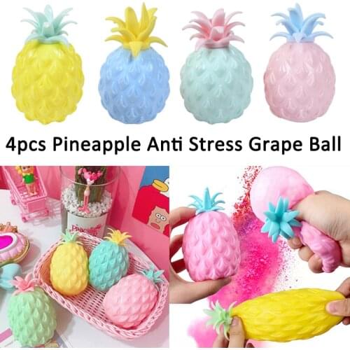 4 Pcs Pineapple Anti Stress Grape Balls for Children and Adults Stress Autism Hand Squeeze Decompression Vent Gadget Toys