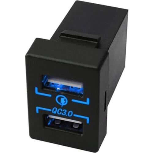 Car Charger Socket Dual USB Port QC 3.0 Fast Charging Power Adapter Outlet Lighter Socket Splitter Outlet Adapter For Toyota