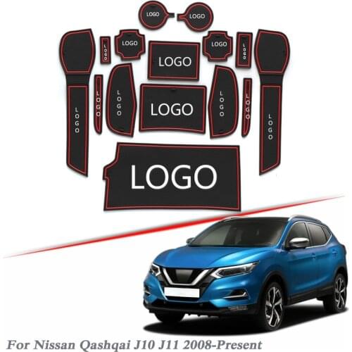 Brand LOGO Car Styling For Nissan Qashqai J10 J11 2008-2020 Gate slot pad Interior Door Groove Mat Non-slip dust Mat Accessory