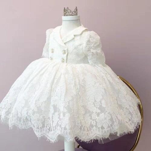 White Baby Girls 1 Year Birthday Party Dresses Children Princess Clothes Infant Christening Dress Girl Baptism Gowns for Kids