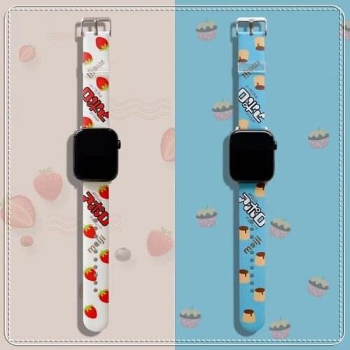 Japan Strawberry Pudding Ladies Watch Band Apple Watch 38 40 42 44mm High Quality Watch Band iWatch Series Watch Band 2 3 4 5