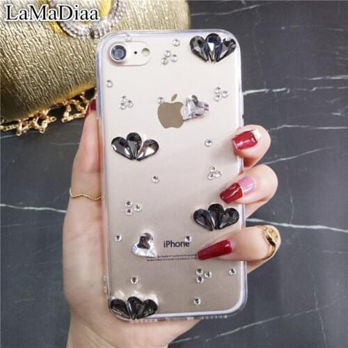 LaMaDiaa For Samsung S5 S6 S8 S7edge S9 S10 Plus Lite Note5 8 9 Case Luxury Clear Transparent Diamond Soft Cover Rhinestone Case