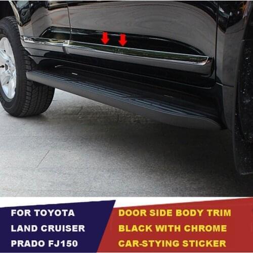 Black door side moulding body moulding cover trim article scratch-resistant for toyota land cruiser prado fj150 2010 - 2017 2018