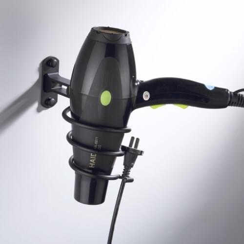 Aluminum Black Hair Dryer Holder Wall Mounted Bathroom Shelf Hair Dryer Rack Basket Comb Storage Shelf