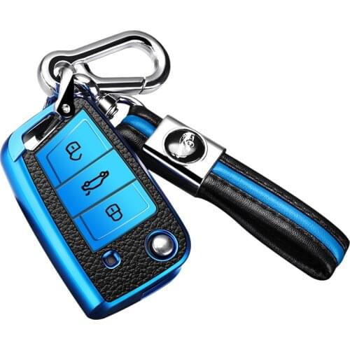 New PC+Leather grain Car Smart Key Cover Case For Volkswagen VW Golf 7 mk7 Seat Ibiza Leon FR 2 Altea Aztec For Skoda Octavia A7
