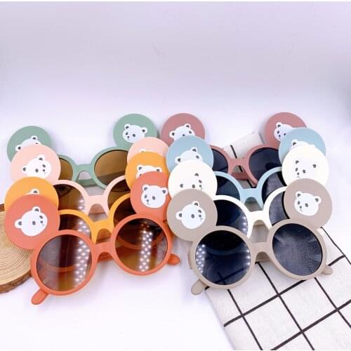 Kids Square Kids Bear Print Frame Headwear Outwear For Girls Boys 2021 New Fashion