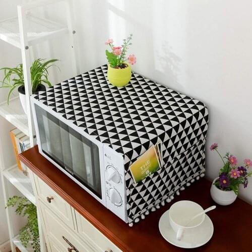 Home Microwave Dust Proof Cover With pouch design premium-quality cotton easy to washing decorative Microwave Oven Covers