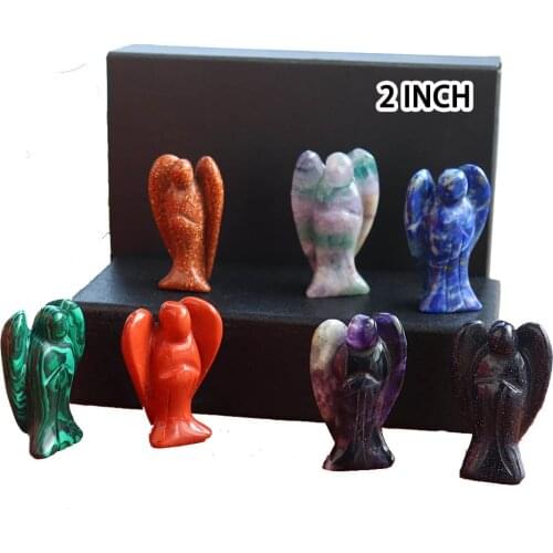 1PC Natural Crystal 2inch Guardian Angel Figurine Rose Quartz Handicraft Healing Gemstone Craft Wishing Gifts Home Decor