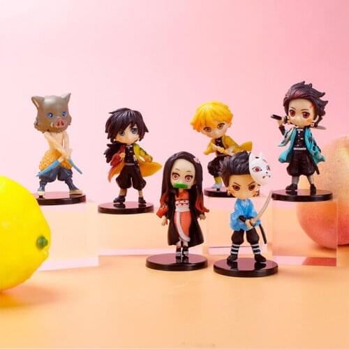 1set Anime Demon Slayer Figure Kamado Tanjirou Nezuko Action Figures PVC Model Zenitsu Figurine Inosuke Kimetsu No Yaiba Figura