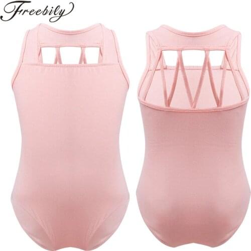 Girls Gymnastics Leotard Cotton Stretchy Sleeveless M-Straps Back Ballet Dance Costume Gymnastic Leotard Children Kids Jumpsuit