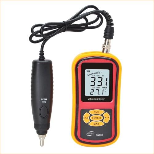 GM63B Professional Split Type Vibration Meter LCD Display Acceleration, Velocity And Displacement Measurement
