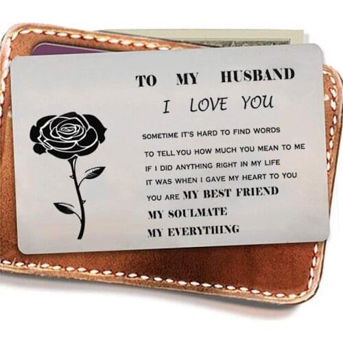 Stainless Steel Lettering Wallet Card Metal Wallet Greeting Card Couple Wallet Card Postcard Birthday Gift for Husband Boyfriend