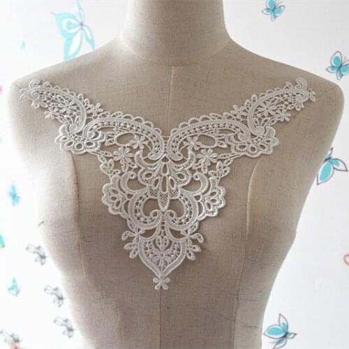 Off-white Water-soulble Wedding Dress Veil Applique Lace Collar Patch Handmade DIY Accessories 5PCS/lot