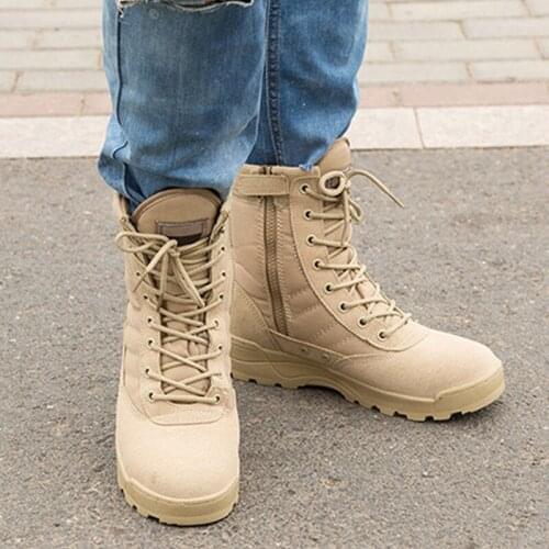 Fashion Men Boots Winter Outdoor Leather Military Boots Breathable Army Combat Boots Plus Size Desert Boots Men Hiking Shoes