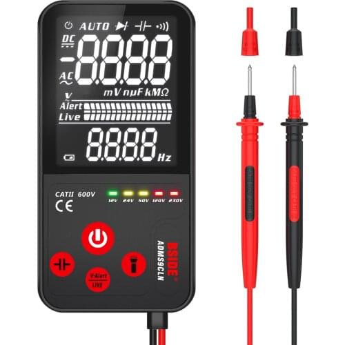 BSIDE Ultra-Portable Digital LED Display Multimeter TRMS 9999 Counts Ohm Volt Amp Tester for Measuring Voltage Current Diode NCV