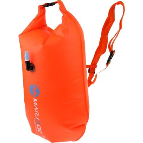 Perfeclan Inflatable Swim Buoy Dry Bag Open Water Swimming Tow Float Orange Premium PVC Construction Lightweight Durable