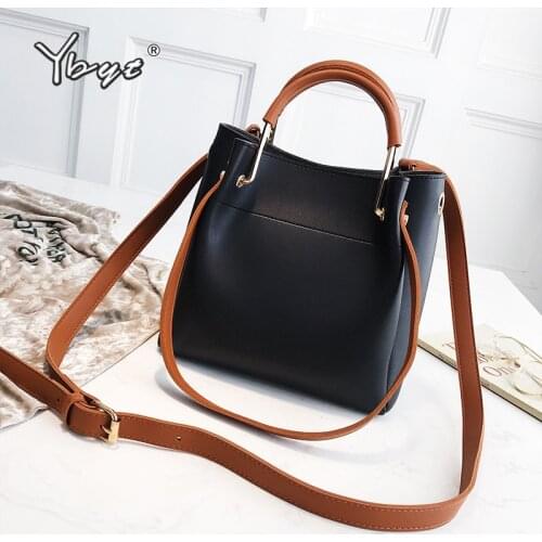 YBYT new solid PU leather women handbags fashion bucket bag high quality crossbody bags for women hotasale shoulder bag tote