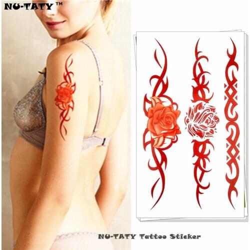 Nu-TATY Bronze flower chain Temporary Tattoo Body Art Arm Flash Tattoo Stickers 17*10cm Waterproof Fake Painless Tattoo